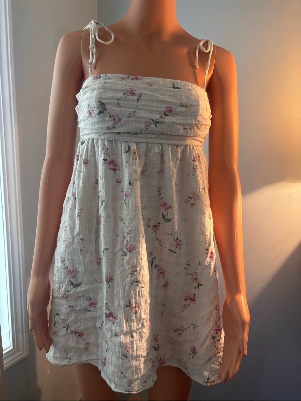 Hollister White Mini Dress with Pink Floral Print